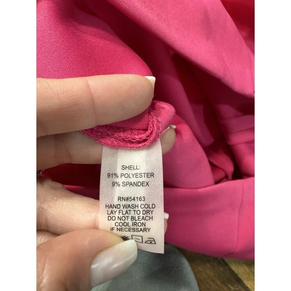 CALVIN KLEIN SZ 2 HOT PINK GOLD ZIP BODYCON COCKTAIL DRESS ELEGANT CHIC FORMAL - Picture 6 of 6